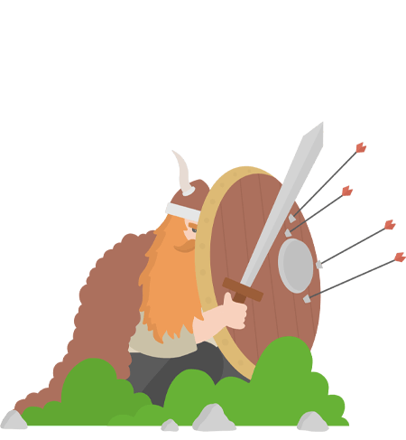 viking defending with sword and shield